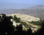 Flat-roofed mountain-top village above Wadi Arabah, Dana, Jordan