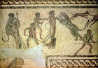 Killing of victims by leopards, third century, Roman mosaic, Tripoli, Libya