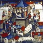 Fair at Lendit near St Denis, 15th century manuscript MS Latin 962 f. 264, Bibliotheque Nationale, Paris, France