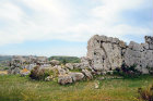Ggantija Neolithic temples, walls from the north west, circa 3600-3000BC, Gozo, Malta