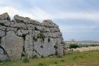 Ggantija Neolithic temples, walls from the north east, circa 3600-3000BC, Gozo, Malta
