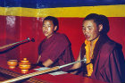 Buddhist monks with long trumpets, Kathmandu, Nepal