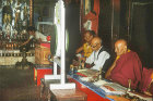 Buddhist priests in a temple, Nepal