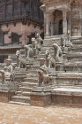 Stone figures on steps leading to Siddhi Lakshmi Temple, seventeenth century, Durbar Square, Bhaktapur, Nepal