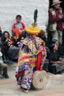 Drummer in traditional costume, Tiji Festival, Lomanthang, Upper Mustang, Nepal