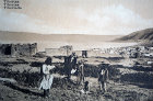 Tiberias, city walls with Sea of Galilee beyond, circa 1906, old postcard, Palestine