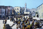 Market day, Bethlehem, circa 1906, old postcard, Palestine