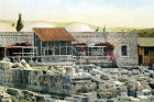 Capernaum before the restoration of the synagogue, circa 1906, old postcard, at that time Palestine, now Israel
