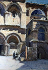 Entrance to the Church of the Holy Sepulchre, 1926 watercolour by Pierre Vignal, Jerusalem, Palestine
