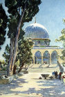 Dome of the Rock from the south, 1926 watercolour by Pierre Vignal, Jerusalem, Palestine