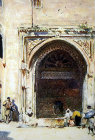 Fountain in old city, 1926 watercolour by Pierre Vignal, Jerusalem, Palestine