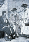 Three old Jews by Western Wall, old postcard, at that time Palestine, now Israel
