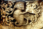 Green Man misericord, carved in wood, Southwell Minster, Nottinghamshire, England