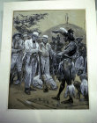 South Africa, the Birth of Natal, meeting of Farewell and Fynn with Shaka Zulu by R Caton-Woodville in the local history Museum Durban