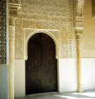 Spain, Granada, the  Alhambra 14th century, doorway at north end of the west portico of the Lion Court