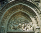 Tympanum of north doorway on east side, sixteenth century, Seville Cathedral, Spain