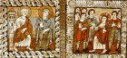 Switzerland, Zillis, St Martins Church, Jesus in the Temple, 12th century Romanesque  painting on the church ceiling
