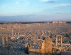 General view over ruins at sunset, Palmyra, Syria