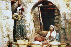 Peasant women making bread, circa 1910, Syria