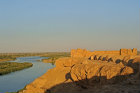 Dura Europos, Syria, third century Palace of Dux Ripae overlooking Euphrates, New citadel behind, view from North West