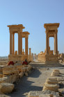 Tetrapylon, view east along colonnaded street to monumental arch, Palmyra, Syria