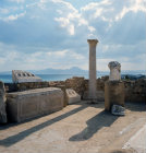 Tunisia Carthage, sarcophagus and Roman remains in the antiquarium