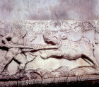 Man spearing a boar, Roman frieze, Miletus, Turkey