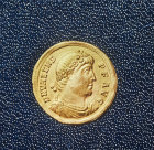 Valens, Eastern Roman Emperor from 364 to 378 AD, gold coin, Archaeological Museum, Istanbul, Turkey