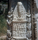 Pergean figure of Artemis, Roman relief in theatre, Perge, Pamphilia, Turkey