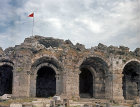 Exterior of second century Roman theatre, Side, Turkey