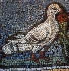 Turkey Ephesus glass mosaic of a pigeon in one of the Roman villas 2nd century AD
