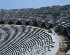 Roman theatre, second century, partial view of upper portion of cavea, Side, Turkey