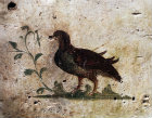 Turkey Ephesus detail of 2nd century AD mural of a bird on the walls of the steam baths in a Roman villa
