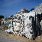 Head of Apollo, sculpted in marble, in vicinity of Temple of Apollo, Didyma, Turkey
