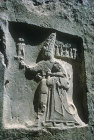 God Sharruma holding King Tudhaliya IV (1250-1230 BC ), Hittite sanctuary, Yazilikaya, Turkey