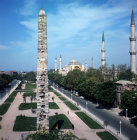 Turkey Istanbul the Hippodrome, column of Constantine VII and  Hagia Sophia in the background from the 6th century