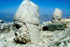 Zeus and Apollo, sculpted heads in stone, circa 50 BC, west side of Nemrud Dag tomb sanctuary, south eastern Turkey