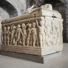 Roman sarcophagus, third century, in museum, Side, Turkey