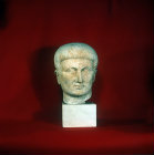 Tiberius, Roman Emperor from 14 to 37 AD, sculpted head from Cyme, near Pergamon, Archeological Museum, Istanbul, Turkey