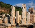 Turkey Ephesus  gateway with reliefs of Hercules at the top end of the Street of The Curetes