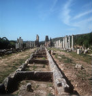 Main colonnaded street showing the central water conduit, Perge, Pamphilia, Turkey