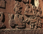 Jonah and King of Nineveh, and Jonah under gourd tree, 915-921 AD relief on south facade of Armenian Church on Island of Achthamar, Lake Van, Turkey