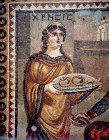 Chryseis offering her ransom to Agamemnon, third century mosaic, from Antioch, Archaeological Museum, Antioch, Turkey