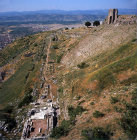 Theatre, dating from Hellenistic period, and Temple of Dionysus, second century BC, Pergamum, Turkey