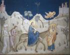 Flight into Egypt of the Holy Family  by Giotto, 14th century wall painting, Assisi, Italy